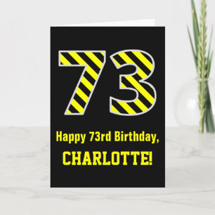 Cartão Black & Yellow Striped "73"; 73º Aniversário + N