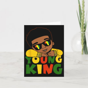 Cartão Black Young King History Month Crianças Afro Boy