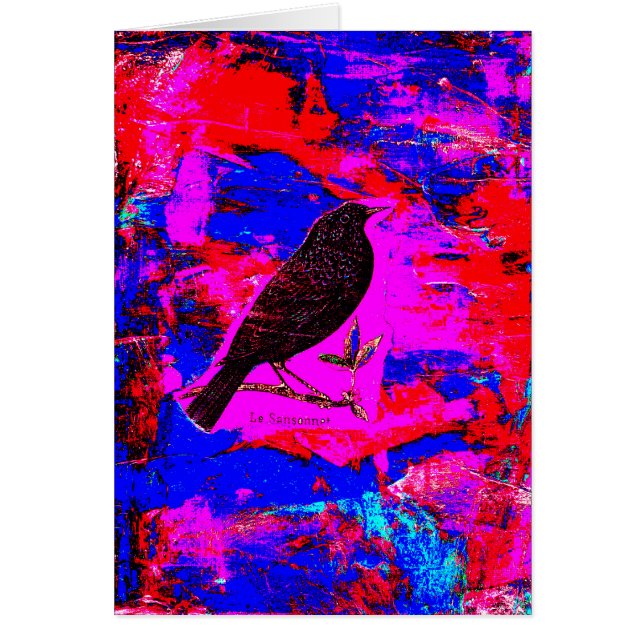 Cartão Blackbird Mixed Media Digital Art (Frente)