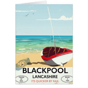 Cartão Blackpool, lancashire, poster ferroviário