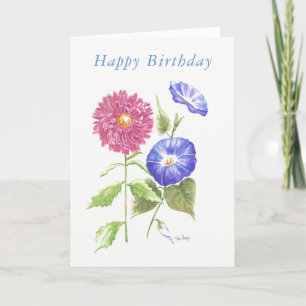 Cartão Blank birthday card September birth flowers