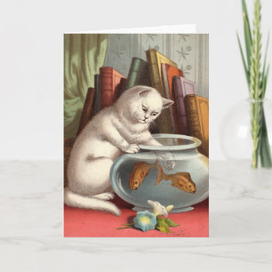 Cartão Blank card - Naughty Cat series - Fishing Cat