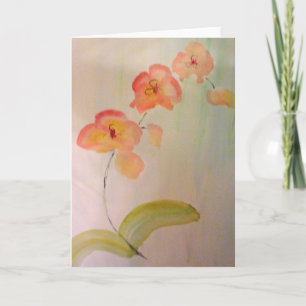 Cartão Blank greeting card watercolor of peach orchid