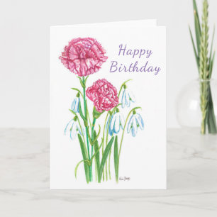 Cartão Blank Greeting Card with January birth flowers