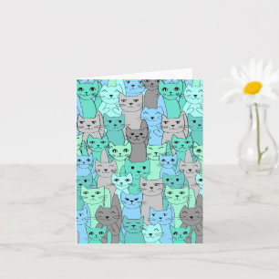Cartão Blank Note Card: Many Colorful Cats