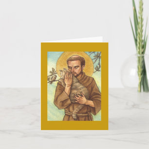 Cartão blank note card St Francis & cat