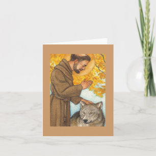 Cartão blank note card St Francis & wolf