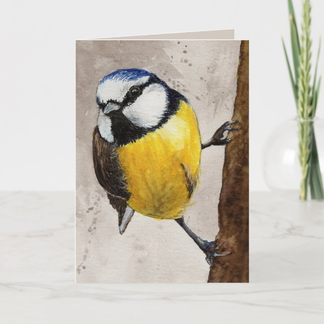 Cartão Blaumeise Aquarell Malerei Vogel (Frente)
