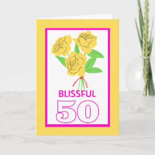Cartão Blissful 50 Rosas de aniversário de casamento Dour