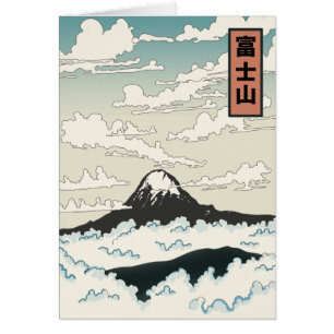 Cartão Bloco de arte do Monte Fuji Japão.