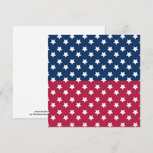Cartão Bloco de Cores Azul e Vermelho com Estrelas Branca (Frente/Verso)