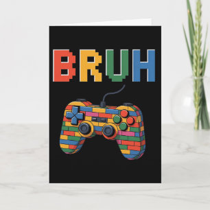 Cartão Blocos de Construção Bruh Jogos Gamer Rapazes Mest