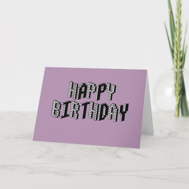 Cartão Blocos Feliz Aniversário (Lavanda) (Frente)