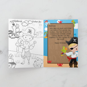 Cartão Blones Piratas Capitão Coloriram-me Feliz Aniversá