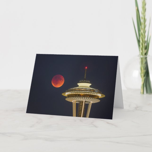 Cartão Blood Moon | Seattle Space Needle (Frente)