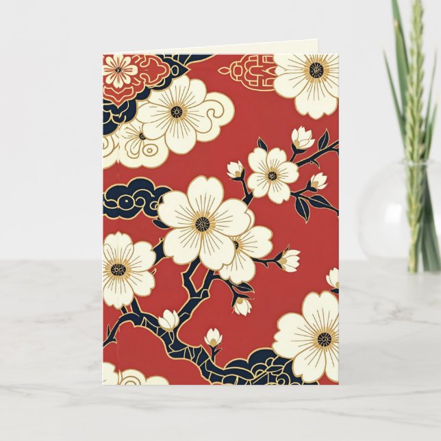 Cartão Blossom Nouveau | Elegant Floral Art Card (Frente)