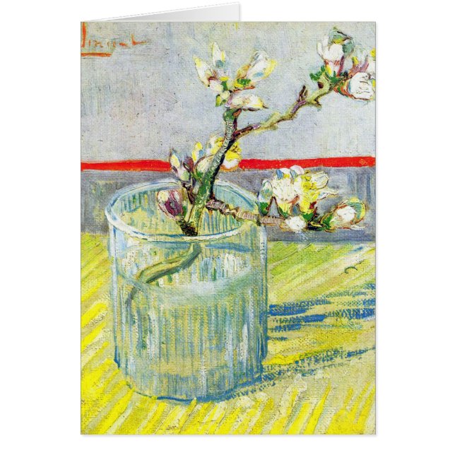 Cartão Blossoming Almond Branch por Vincent van Gogh (Frente)