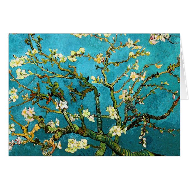 Cartão Blossoming Almond Tree Van Gogh Fine Art (Frente horizontal)