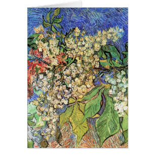 Cartão Blossoming Chestnut Branches de Vincent van Gogh