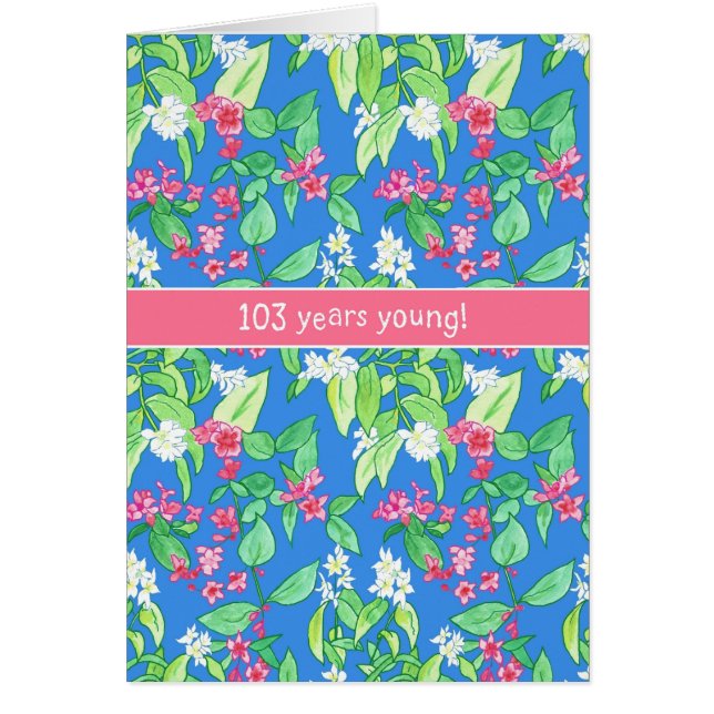 Cartão Blossoms do Primavera bonito no 103º aniversário d (Frente)