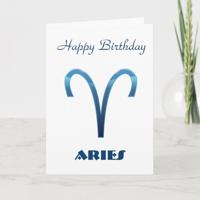 Cartão Blue Aries Zodiac sinaliza feliz aniversário (Frente)