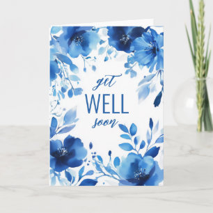 Cartão Blue Blooms Watercolor FICA BEM EM BREVE PERSONALI