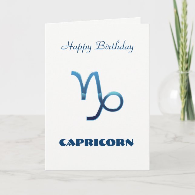 Cartão Blue Capricorn Zodiac assina feliz aniversário (Frente)