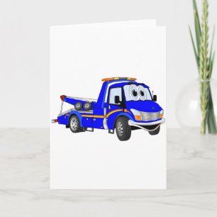 Cartão Blue Cartoon Tow Truck