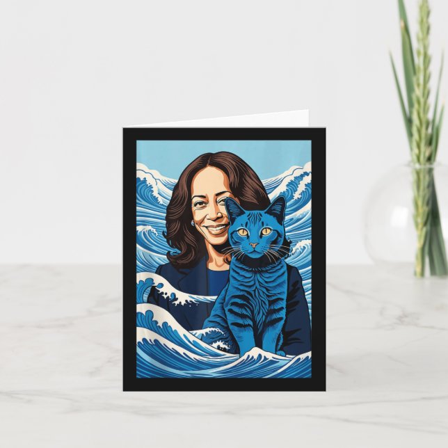 Cartão Blue Cats Wave Para Kamala Funny Kamala Harris Par (Frente)