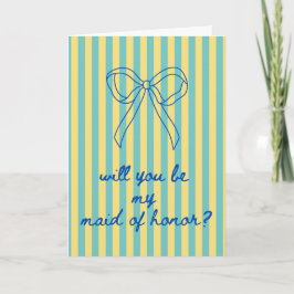 Cartão Blue Cursive + Aqua & Yellow Maid of Honor