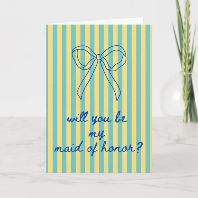 Cartão Blue Cursive + Aqua & Yellow Maid of Honor (Frente)