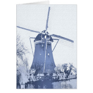 Cartão Blue Delft Dutch Windmill