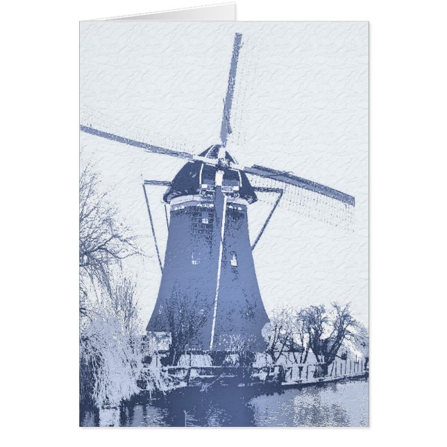 Cartão Blue Delft Dutch Windmill (Frente)