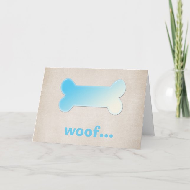 Cartão Blue Dog Bone *Woof* Vazio Greeting Card (Frente)
