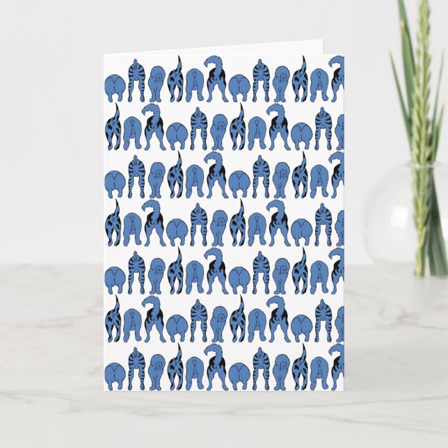 Cartão Blue Dog Butts Pattern (Frente)