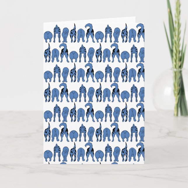 Cartão Blue Dog Butts Pattern (Frente)