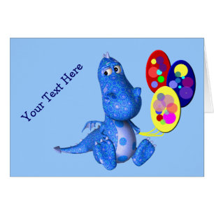 Cartão Blue Dragon And Balloons Card