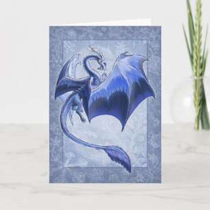 Cartão Blue Dragon of Winter Fantasy Nature Art