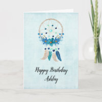 Blue Dreamcatcher com Flores e Penas Aniversário