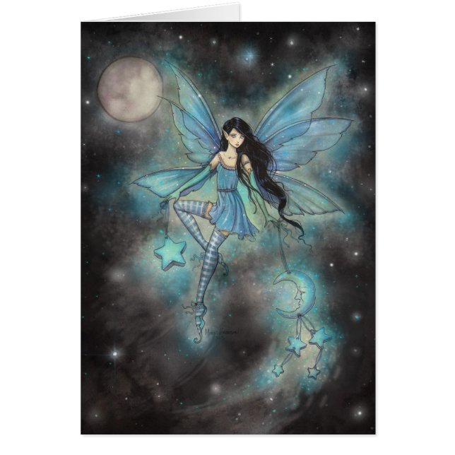 Cartão Blue Fairy Fantasy Art Card de Molly Harrison (Frente)