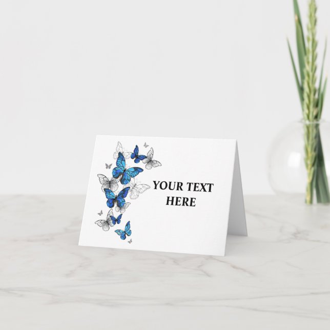 Cartão Blue Flying Butterflies Morpho (Frente)