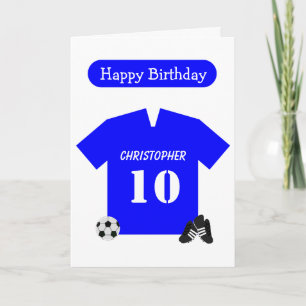 Cartão Blue Football Shirt personalizada no décimo aniver