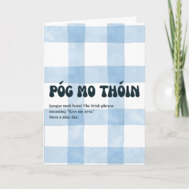 Cartão Blue Gingham irlandês Póg mo thóin