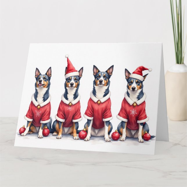 Cartão Blue Heeler Christmas Dress Santa Hat (Frente)