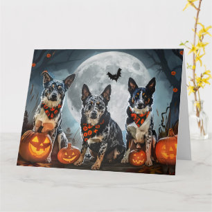 Cartão Blue Heeler Halloween Assustador
