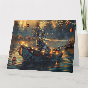 Cartão Blue Heeler Natal Festivo Viagem