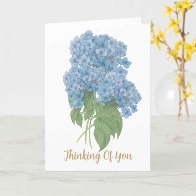 Cartão Blue Hydrangea Thinking of You Card (Flor Amarela)