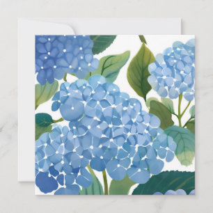 Cartão Blue Hydrangeas Linda Floral Bush