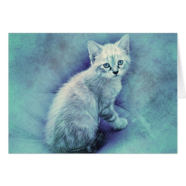 Cartão Blue Kitten | ABSTRATO | Watercolor (Frente Horizontal)