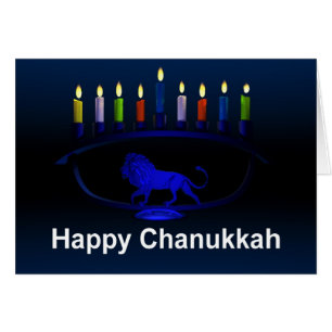 Cartão Blue Lion Menorah